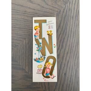 Happy Birthday 2 Year Old, Cute Kids with Baby Animals, Vintage Used Greeting